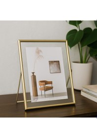 Resim Porsima Dhz90102 Altın Metal Modern Dekoratif Cam Fotoğraf Çerçevesi Masa Duvar Fotoğraf Çerçevesi 18x22cm 