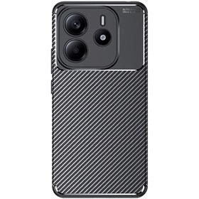 Resim Kipgsm Xiaomi Redmi Note 14 4G Uyumlu Kılıf Karbon Görünümlü Kamera Koruyculu Mat Kaymaz Slikon Kapak 
