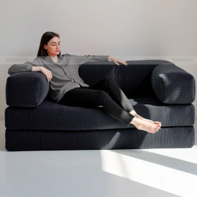 Resim Minderim PİXEL Fitilli Kadife Kanepe | 50 DNS Çökmez Sünger | Yıkanabilir Kılıflı Yatak 80x160 cm 