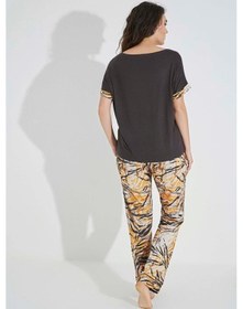 Resim Monamise Kadın Desenli Kısa Kollu "less Mondey More Coffee" Pijama Takımı 23105 Mor 