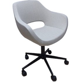 Resim Bilgisayar Çalışma Sandalyesi Döküm Süngerli Krem Keten Kumaş 