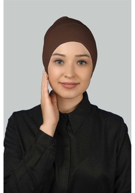 Resim Altobeh Hazır Pratik Geçmeli Uzun Boru Tesettür Bonesi - Koyu Çikolata 