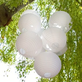 Resim Şık Beyaz Kağıt Fenerler, 30.48cm-35.56cm Yuvarlak Asılı Süsler Düğünler, Partiler, Noel ve Cadılar Bayramı için - Elektrik Gerektirmez, Pil Gerektirmez, Tavan Fanları Aydınlatma|Sleek Kağıt Fener Tasarımı|Tavan Fanları için Kağıt Fenerler 