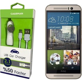 Resim Case Man HTC One M9 Araç Şarj Cihazı Adaptör + Data Kablosu Hızlı Şarj Özellikli 