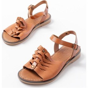 Resim 205-029 Taba Ortopedik Hakiki Deri Kadın Sandalet Taba 