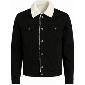 Resim Fabio Cassani Zbd Erkek Slim Fit Kürklü Kot Ceket - 7432 Siyah 