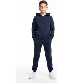 Resim Panios Kids 3'lü Fermuarlı Kanguru Cepli Kapüşonlu Düz Baskısız Erkek Çocuk Eşofman Takımı Çok Renkli 