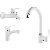 Resim Gms Akdeniz Lavabo + Banyo + Eviye Batarya Set Beyaz - Krom Beyaz 