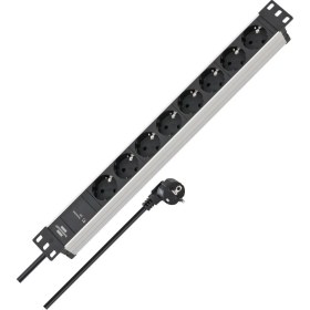Resim Brennenstuhl Alu-Line Serisi 19" Server Kasası Uyumlu Uzatma Kablosu 9 Soketli 2 Metre Kablolu 