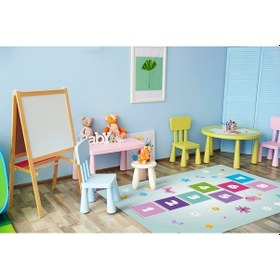 Resim Kaymaz Tabanlı Ince Yıkanabilir Çocuk Halısı Sek Sek 