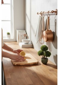 Resim Balsa Bambu Kesme Tahtası-şık Tasarım 24x34 Cm Tex183 Kahverengi 