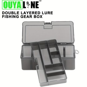Resim OUYALINE Çift Katmanlı Yem Balıkçılık Ekipman Kutusu - Siyah Yarı Şeffaf, Yem, saç tokası ve Ekipmanlar için Ayarlanabilir Bölümler - Bass, Mikro ve Tuzlu Su Balıkçılığı için İdeal, Balıkçılık Ekipman Depolama| Bölümlü Kutu| Güvenli Kilit Kutusu 
