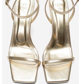 Resim Luvishoes Sone Altın Cilt Gold Topuklu İnce Bantlı Kadın Topuklu Ayakkabı 