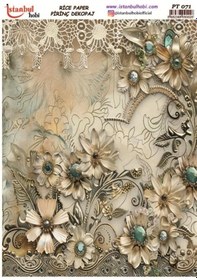 Resim Pirinç Dekopaj Kağıdı 30x42cm Pt-071 Çiçekler 