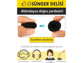 Resim 3 ADET Mikrofon Köpük Süngeri - Kask Içi Intercom ve yaka için uyumlu 
