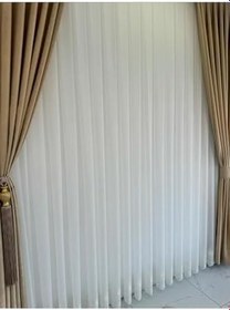 Resim Tül Düz Altı Desenli Keten Sık Dokuma Boru Pile 1 3 Pile,Kırık Beyaz 340 X 220 