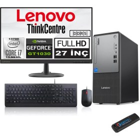 Resim Lenovo Thinkcentre Neo 50T Gen5 Intel Core I7 13700 96GB DDR5 256GB SSD 27 Inç Monitör Windows 11 Home Nvidia GT1030 10302712UB000LTRH26 