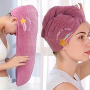 Resim 1 adet Saç Kurutma Bonesi, Nakış Stil Su Emici Saç Kurutma Havlusu, Uzun Saç Silme Üçgen Şapka, Banyo Bonesi Noel Hediyesi 