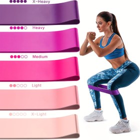 Resim 5 adet Kırmızı TPE Kaymaz Direnç Bantları Seti, Esneklik ve Hareket Eğitimi için Mükemmel, Yoga, Pilates, Direnç Eğitimi, Jimnastik ve Dans için Uygun, Gerilim Seviyeleri: Hafif, Anneler Günü, Noel için Uygun 