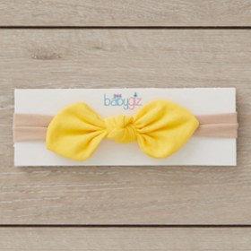 Resim Babygiz El Yapımı Yumuşak Stil Ince Bağlamalı %100 Doğal Pamuklu Penye Bebek Çocuk Kız Bandana Sarı 