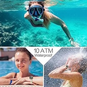 Resim Bayan Kol Saati Silikon Kayışlı 10 ATM 100 Metre Su Geçirmez Arka Aydınlatmalı Yüzme ve Dalış için Uygun, Çalar Saat, Kronometre, Takvim, İki Zaman Dilimi, Kırık Beyaz, Kayış 