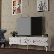 Resim Rittim Tv Sehpası (Alt Modül) Beyaz - Gümüş Demonte Decor