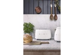 Resim Esmo Home Smeg Beyaz TSF01CREU Retro Krem 2x2 Slot Ekmek Kızartma Makinesi 