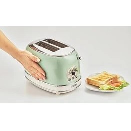 Resim Vintage Ekmek Kızartma Makinesi 2 Dilim Yeşil 0155/14-810 Watt, Metal Gövde, 2 Dilim Kapasite, Buz Çözme, Isıtma, 6 Kızartma Ayarı, Kolay Temizlik, Çıkarılabilir Kırıntı Tepsisi 