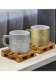 Resim Bk Gift Kişiye Özel İsimli 2li Gümüş Ve Gold Renkli Middle Çay & Kahve Fincanı-2, Arkadaşa Hediye, Sevgiliye Hediye Kobitmeyencom32665 Bk Gift 