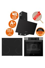 Resim Ferre SilentArt&FryArt MICA Sessiz Vitro. Elektrikli Siyah Ankastre Set (D086-SA + MS261 + XE63MI ) 