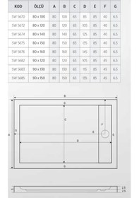 Resim Shower Slimflat Dikdörtgen Duş Teknesi 80X160 Cm 