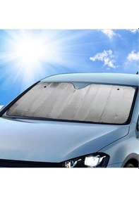 Resim Büro Ev Ofis Arabası İçin 120x55cm Araç Ön Cam Ambalajlı Vantuzlu Perde Katlanır Oto Güneşliği 