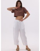 Resim Kadın Şalvar Cepli Ayrobin Şalvar Pantolon Ayarlanabilir Beli Lastikli Pantolon Kadın-şalvar Beyaz 