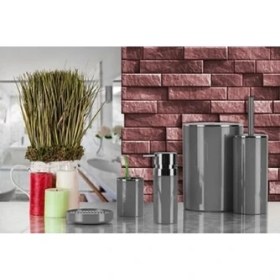 Resim Primanova Lenox 5 Parça Gri Banyo Seti – Parlak Krom Kaplama, Dayanıklı Plastik, Modern ve Kolay Temizlenir Tasarım 
