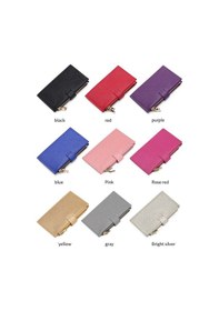 Resim Sones Glq167 Rfıd Fermuarlı Cep Cüzdanlı İki Yönlü Katlanır Pu Çapraz Desen Pembe 