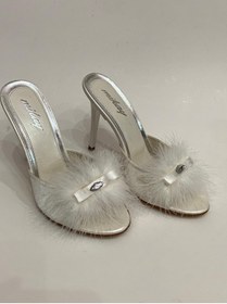 Resim mikay shoes Tüylü Topuklu Gelin Çeyiz Nişan Terliği 