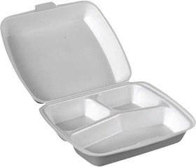 Resim Dağyüce 23/A Tek Kullanımlık Köpük 3 Bölmeli Kapaklı Kase Kutu - 20x24 Cm. - 20 Adetlik 5 Paket 