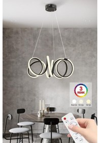 Resim İstanbul Avize Delux Siyah Ledli 3 Renk Kumandalı Modern Led Avize Siyah 