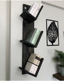 Resim O&Awood Doğal Ahşap Kitaplık, Dekoratif Tasarım Ahşap Vintage Kitaplık, R (497955121) 