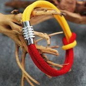 Resim Erkekler için İki Renkli Sonsuzluk Düğümü Sembollü Moda İp Bilezik Tokalı Erkek Pulseira 