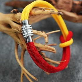Resim Erkekler için İki Renkli Sonsuzluk Düğümü Sembollü Moda İp Bilezik Tokalı Erkek Pulseira 