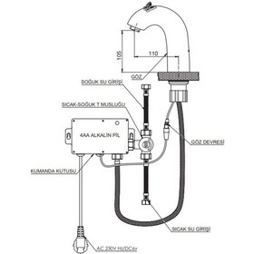 Resim Gpd 105 Siyah Rose Kelebek Pvd Çift Su Girişli Fotoselli Lavabo Bataryası 