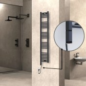 Resim Radiva Haiti Elektrikli Havlupan 300 Watt 300X1500 Düz Antrasit (Oned On/off Termostatlı) Sol 