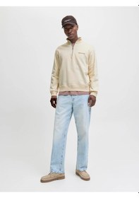 Resim Jack & Jones Jack&jones Jornorrebro Yarım Fermuarlı Dik Yaka Erkek Sweatshirt 12282899 Beyaz 