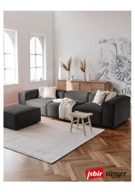 Resim Mode Soft Köşe Koltuk Takımı 4 Modül 27 Koyu Antrasit Keten Kumaş 