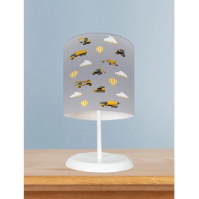 Resim Mekta Home Bebek ve Çocuk Odası Iş Makinalı Sesekli Yol Desenli Abajur 