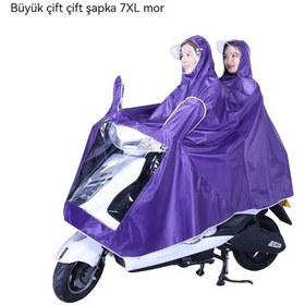 Resim Motosiklet Yağmurluk Panço Kalınlaşır Ve Yağmur Geçirmez Çift Erkek Ve Kadın Genel Panço Kırmızı - Şeffaf 