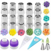 Resim 36 veya 21 parça Rus Piping Nozzle Kurabiye, Cupcake ve Kek Süsleme Kiti, Kek Için Araçlar, Paslanmaz Çelik Üç Boyutlu Çiçek Dolma Nozulu 