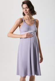 Resim Emzirme detaylı askılı lohusa gecelik - VIOLET / L 