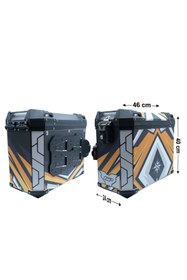 Resim GP KOMPOZİT DSN07 Universal 40 lt x 2 Desenli Alüminyum Motosiklet Yan Çanta Seti 